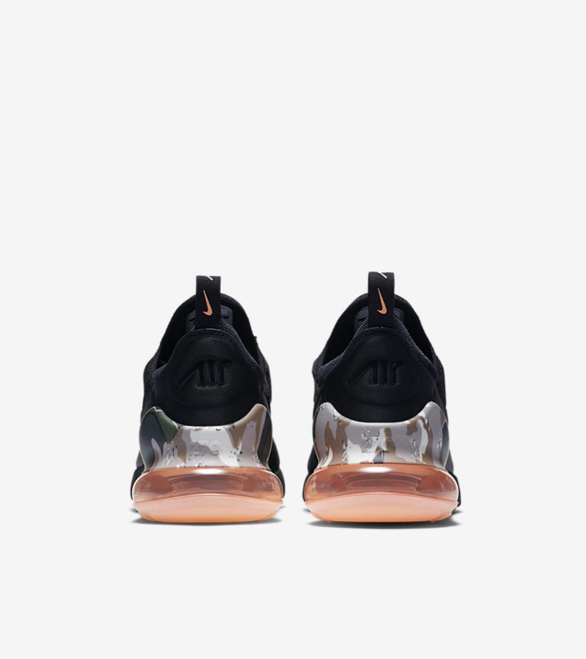 air max 270 camo sunset on feet