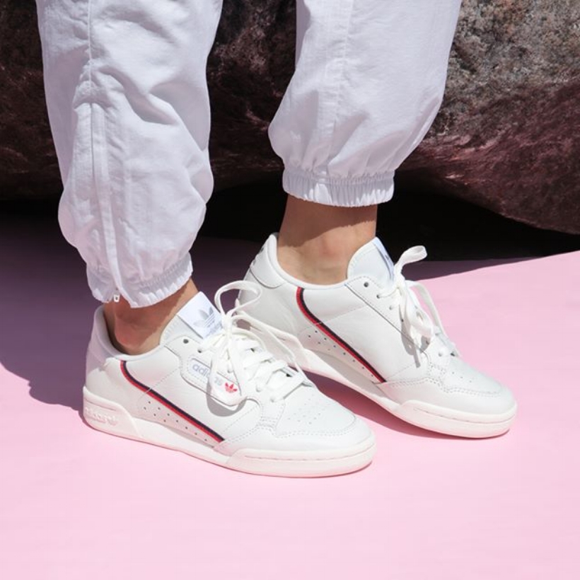 adidas originals continental 80's sneakers in off white and red