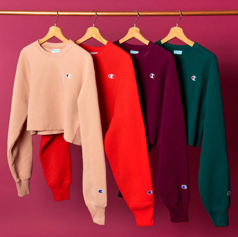 champion red crop sweatshirt