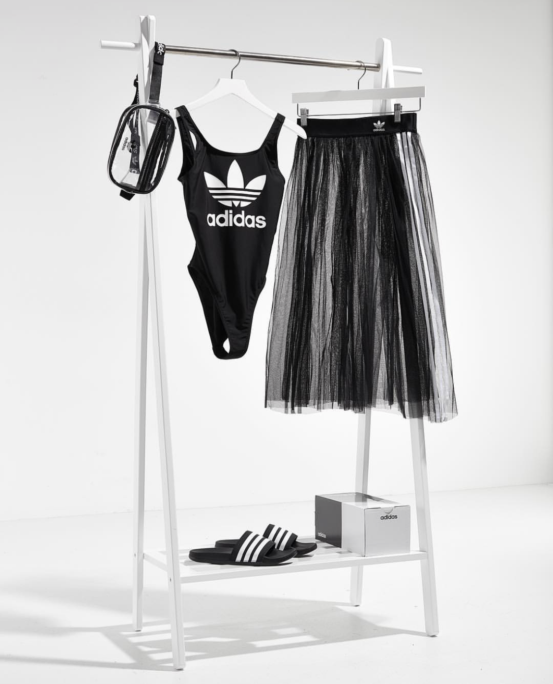 black adidas tulle skirt