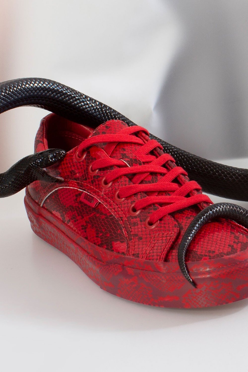 red snakeskin vans