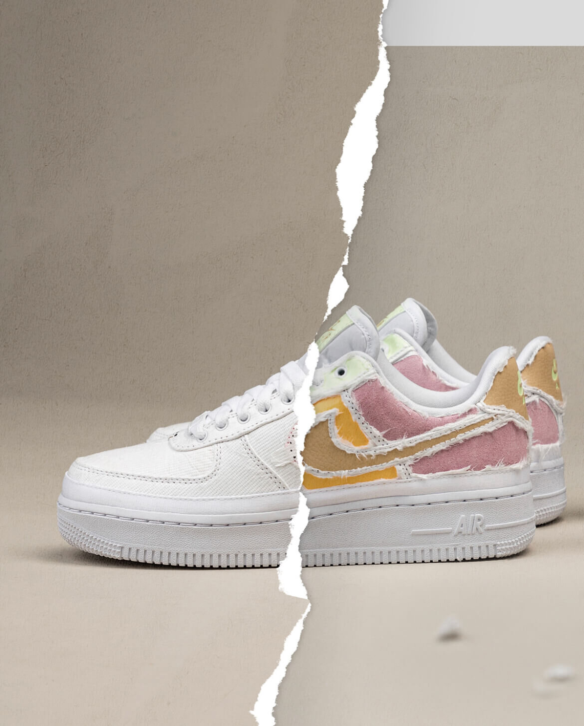 tear nike air force 1 pastel