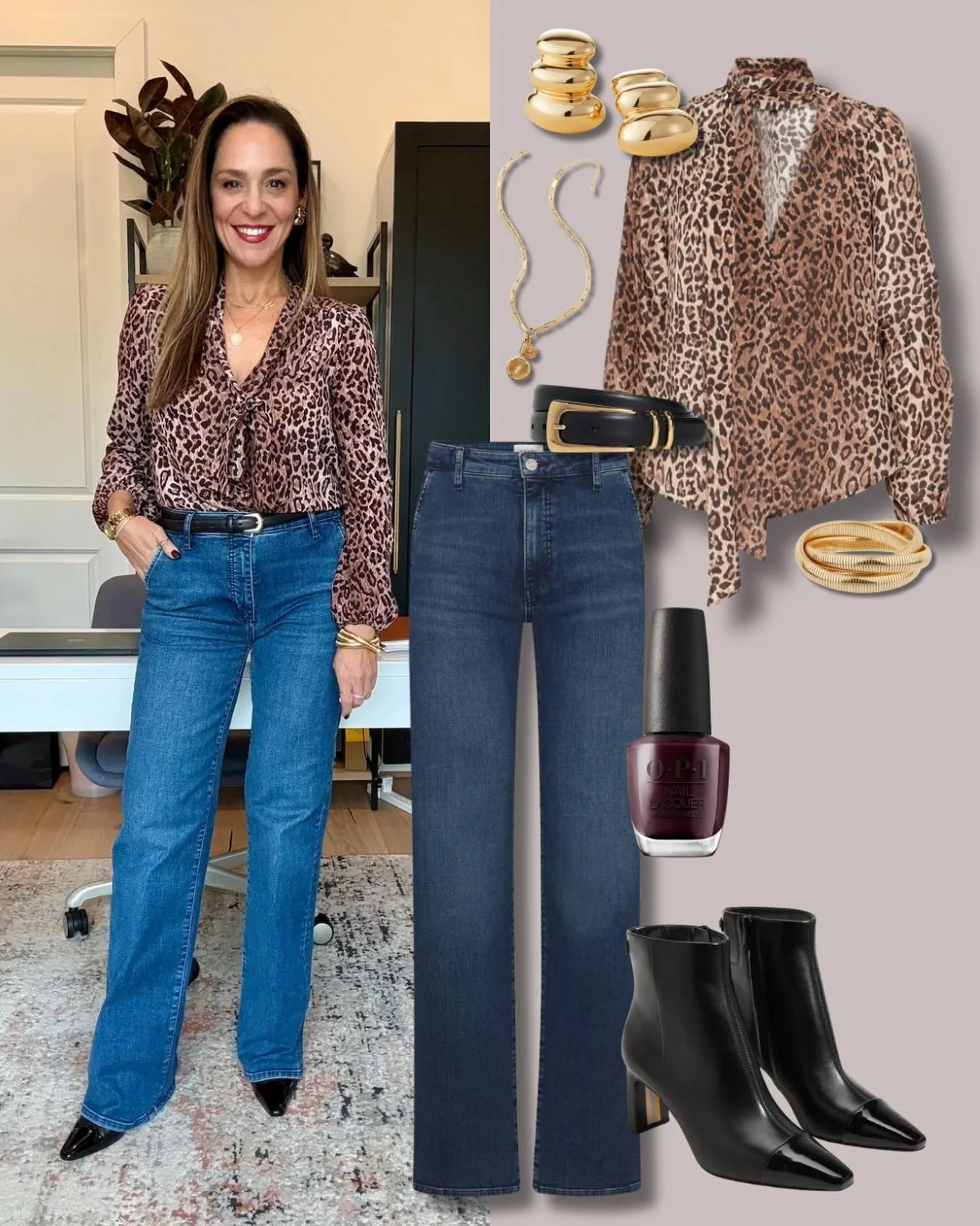 This is an outfit I wore to a client this week and I&rsquo;m wearing two styles that I have always loved- a tie-neck blouse and trouser jeans. I could wear a variation of this look every day and be perfectly happy 😊 If you&rsquo;re also a fan, click