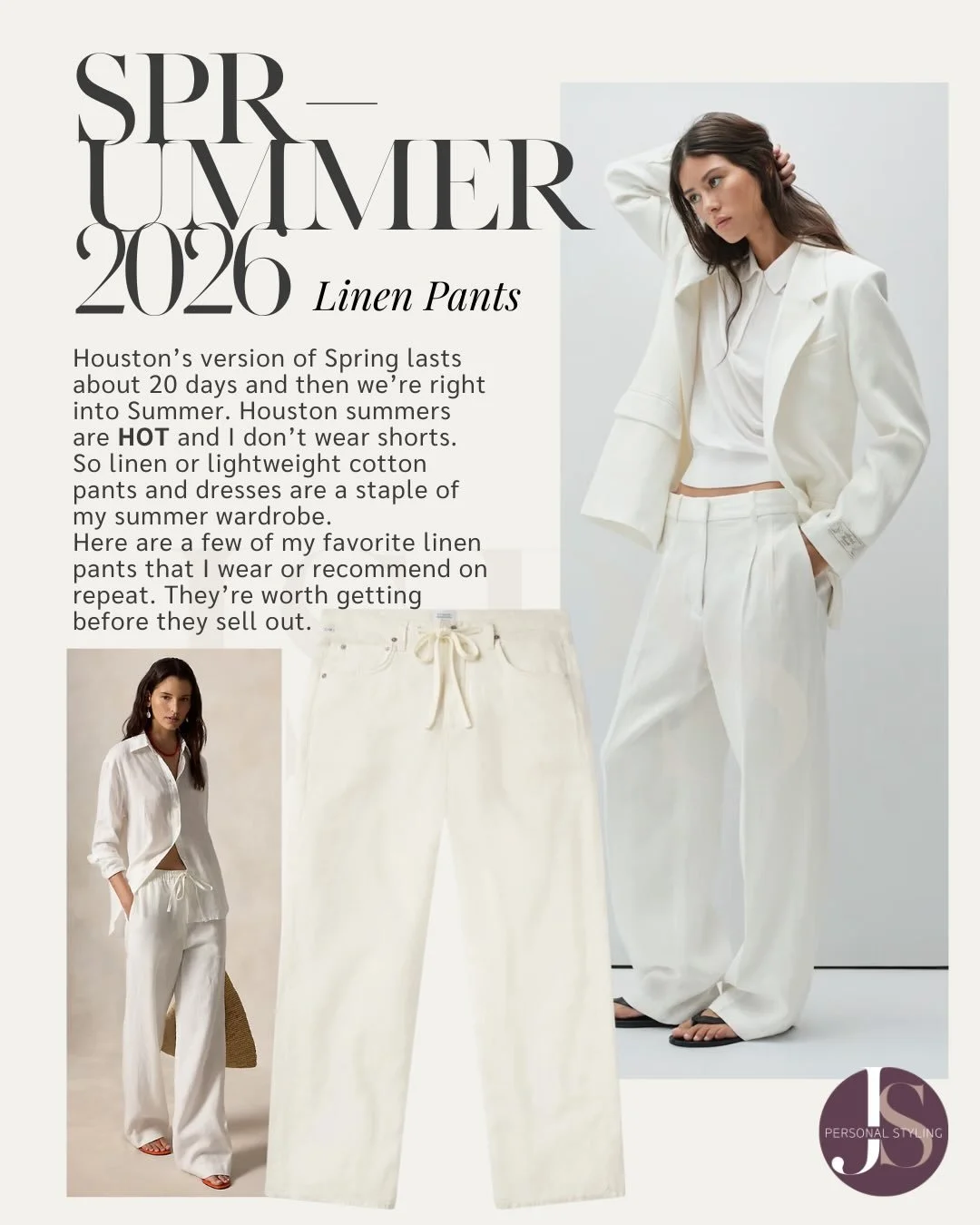 Spr-ummer is not a typo. Houston&rsquo;s Spring is so short it&rsquo;s not even worth spelling out. Our Spring lasts about 20 days and then we&rsquo;re right into Summer. Houston summers are HOT and I don&rsquo;t wear shorts. Linen or lightweight cot