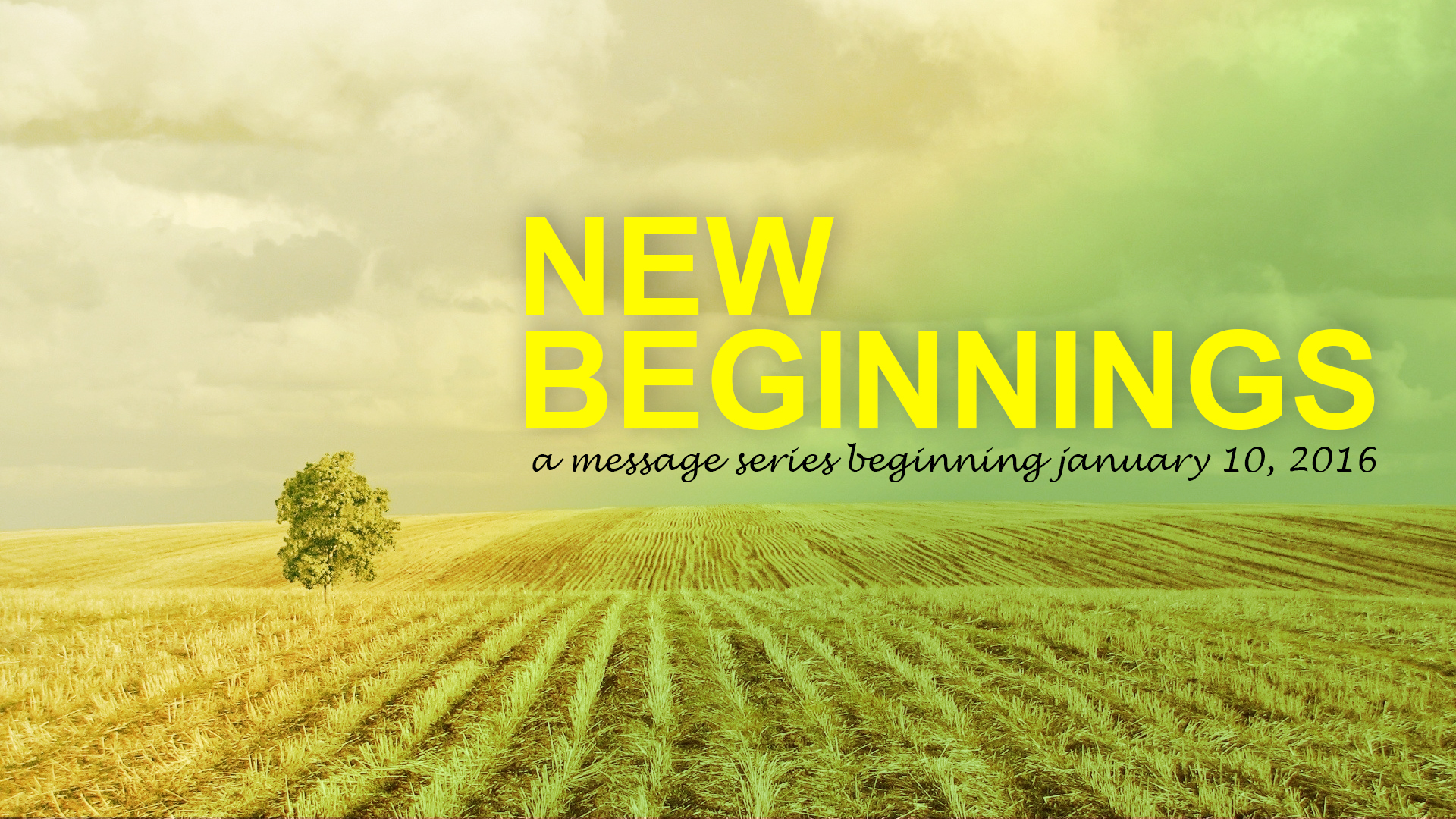 NEW SERMON SERIES BEGINS THIS SUNDAY, JANUARY 10 NEW BEGINNINGS: IT'S NEVER TOO LATE TO START OVER Have you ever messed up? I mean, really messed up? That moment when you did what you said you'd never do... When you said what you thought you'd never say... When you gave up, gave in, and had to live with the regret... All of us have moments we wish we could do differently... Experiences we wish we would have avoided... Failures we wish we could erase... If only...It...would...Be...Different... Then there's God. The God of the do over. The God who loves you and hasn't given up on you. He not only sees what you are, he sees what you have become. He's the God of the Second Chance...and, He's offering you one today. Join us for our new series, "New Beginnings: It's Never Too Late to Start Over".