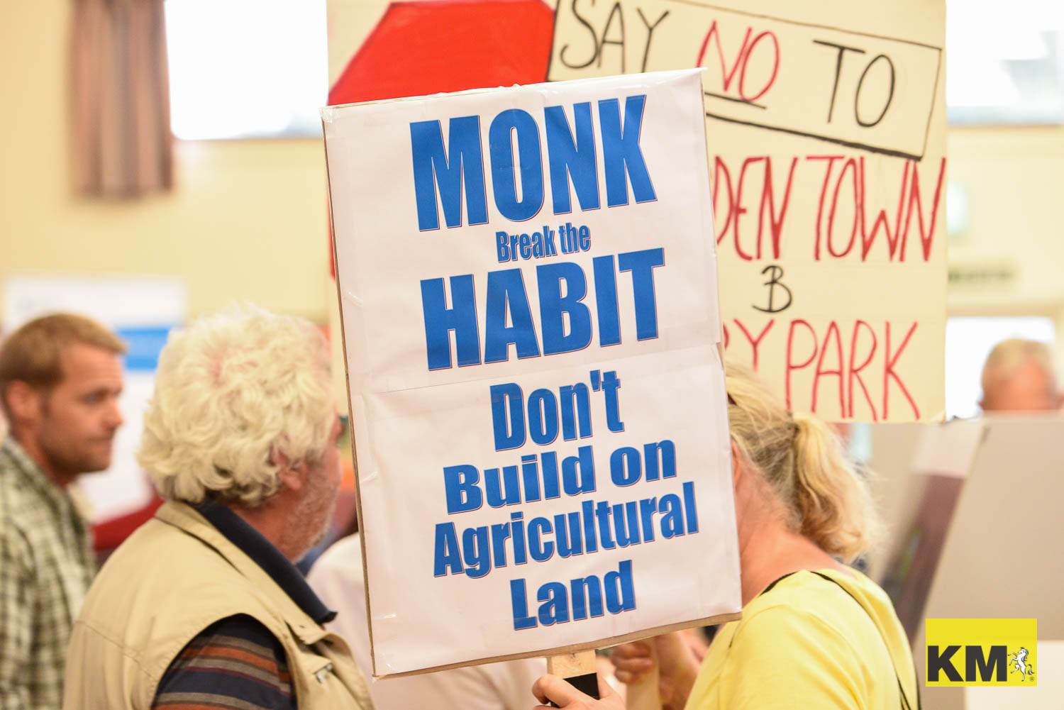 A press image from a protest about a planned lorry park