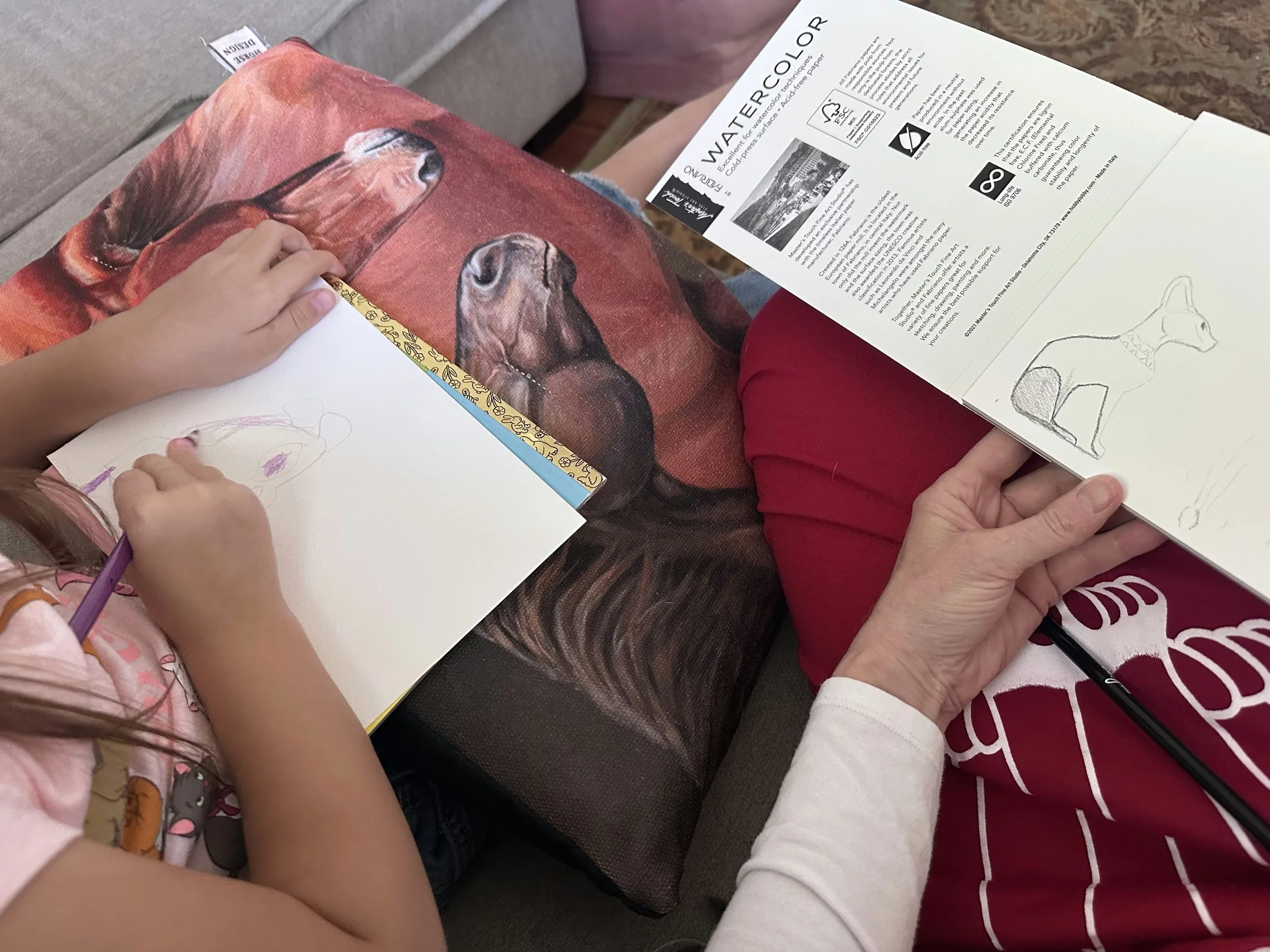 Drawing with my granddaughter