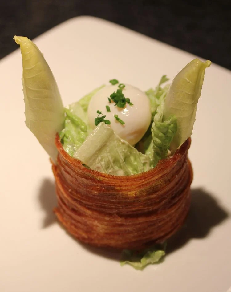 Zee Caesar Salad in a Potato Crouton