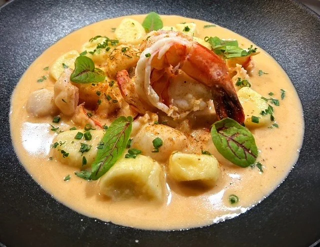 Bay Scallops & Shrimp, Ricotta Gnocchi, Lobster sauce