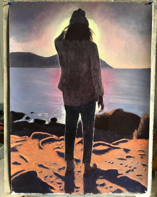 Sunset. Oil on gessoed paper. 30x22.&rdquo;