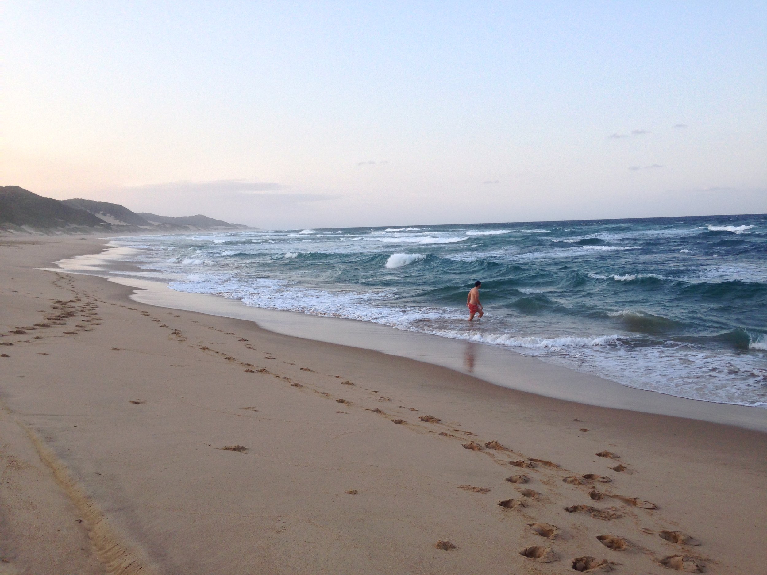 Our first dip in the ocean. 