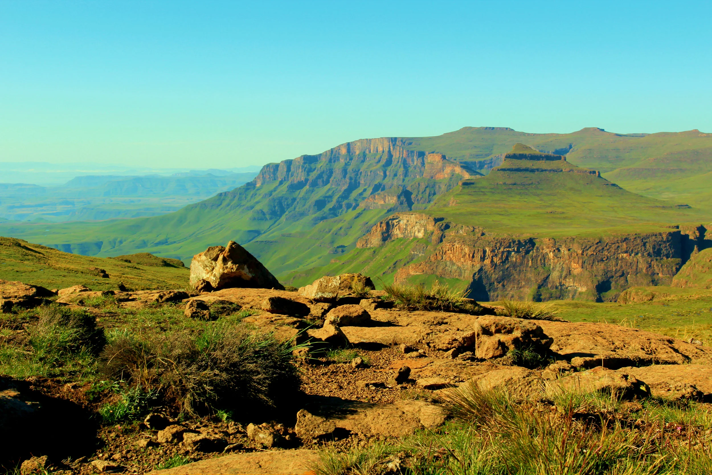Looking into Lesotho from the top of Giant's Castle Pass