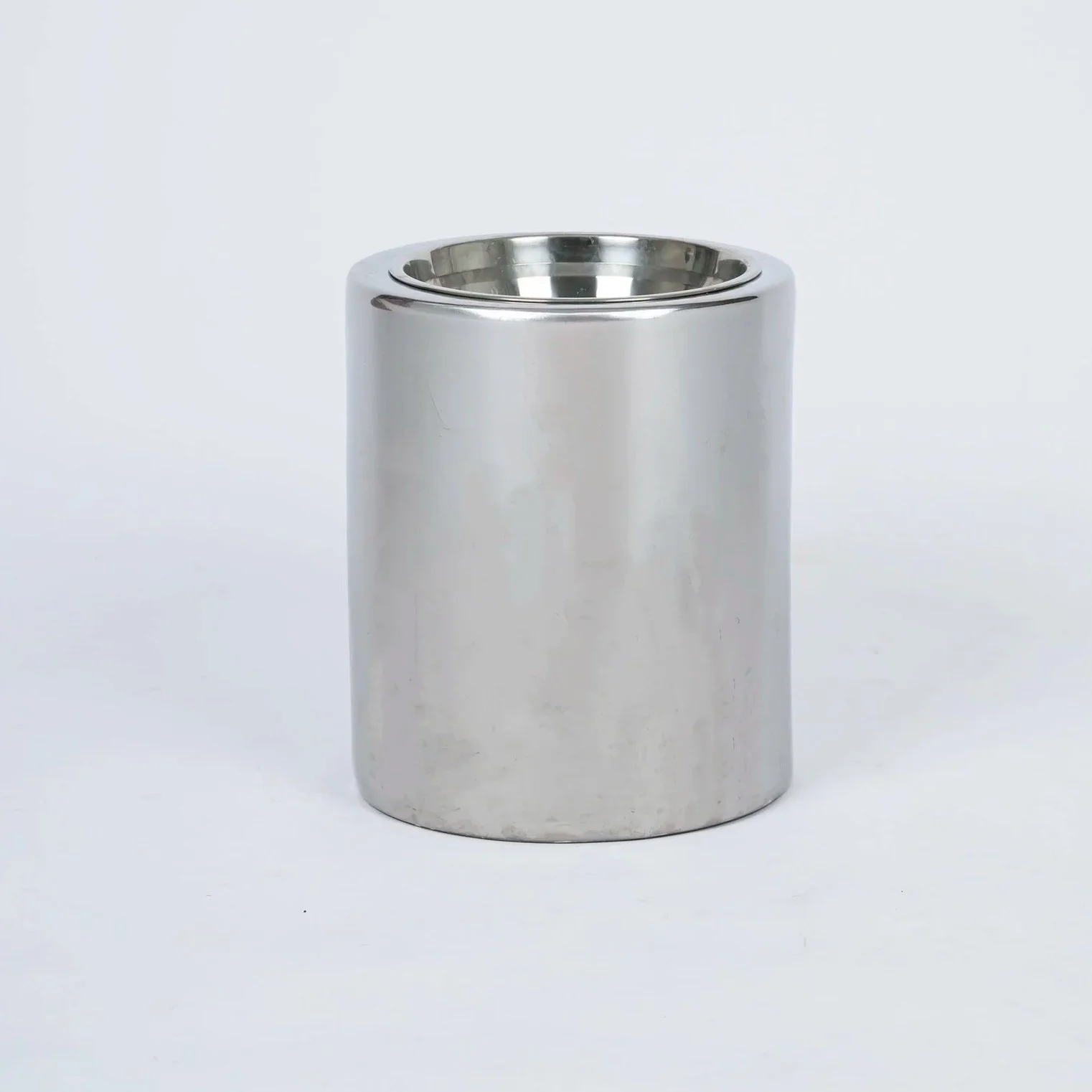 Large Chrome Circular Dog Food Bowl