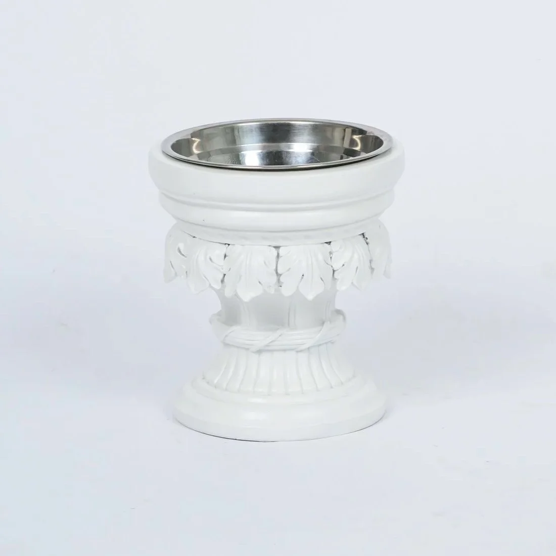 White Pedestal Dog Food Bowl