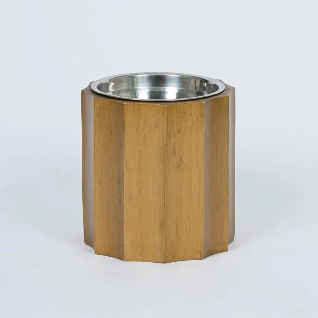 Gold Pedestal Dog Food Bowl