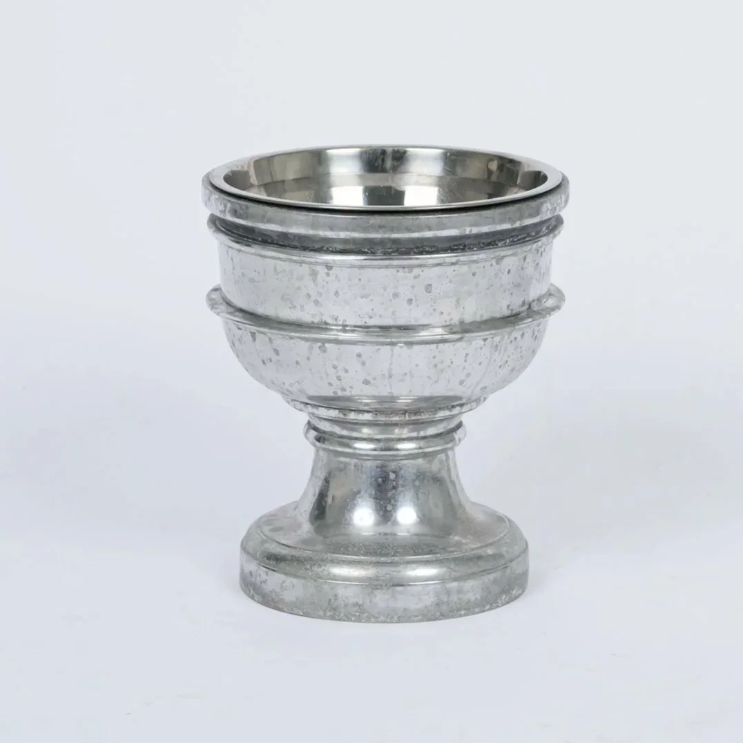 Silver Circular Dog Food Bowl