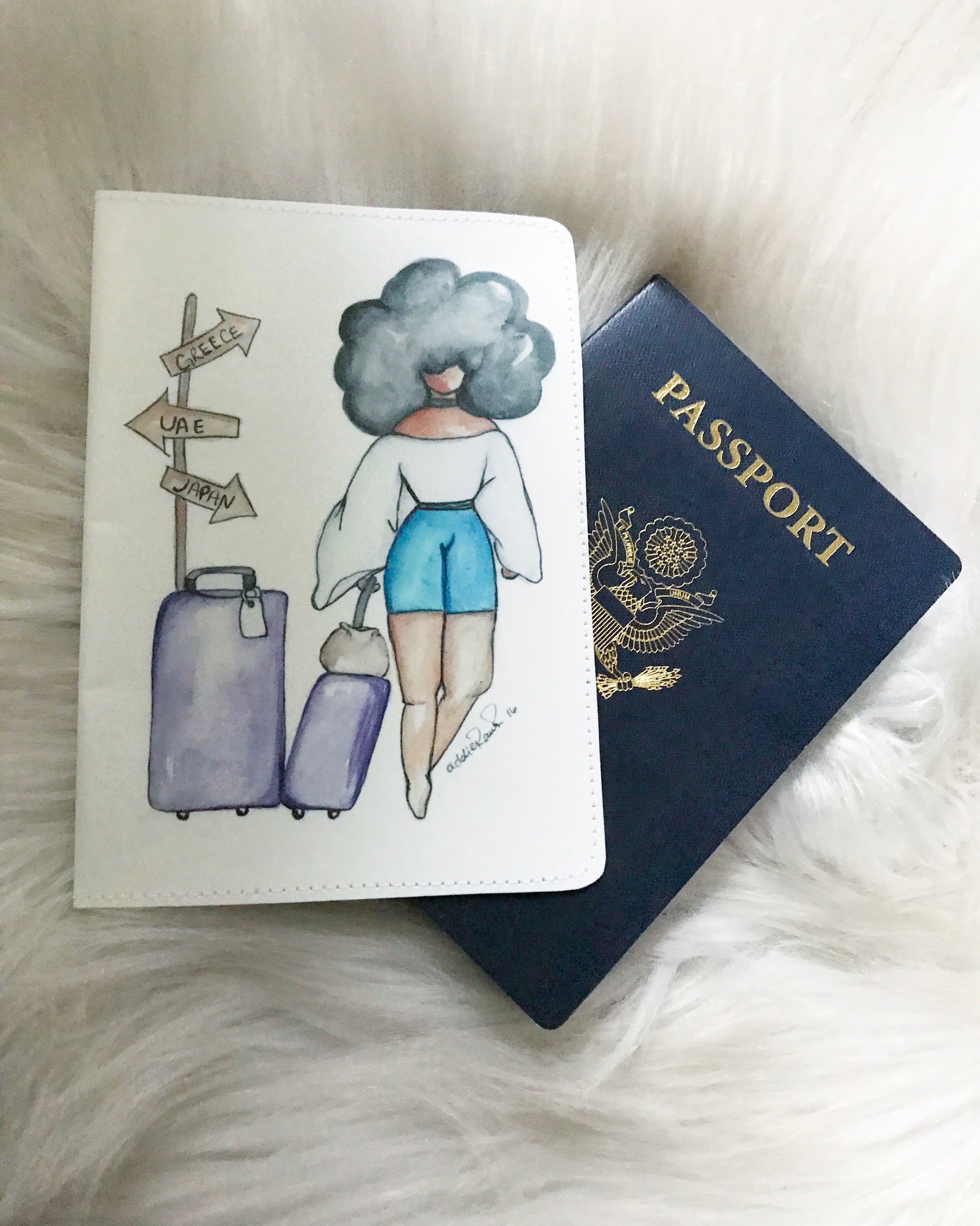 black artwork passport holder