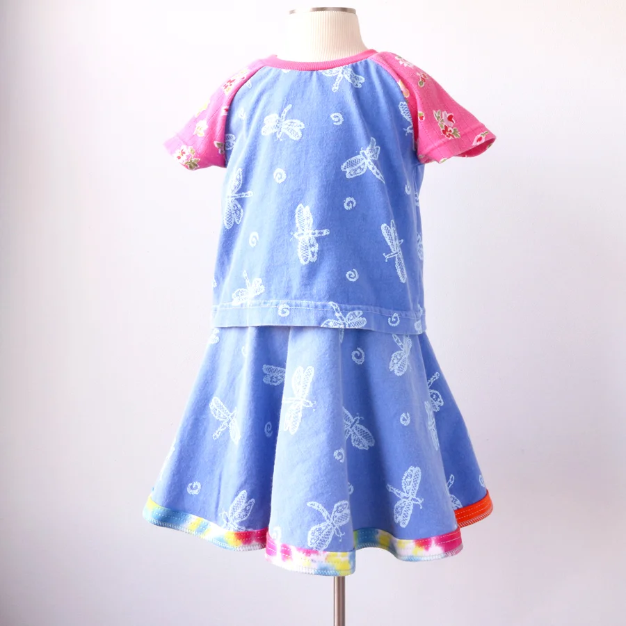 form 5T dragonfly:blue:pink:floral:ss:skirt:set.jpg