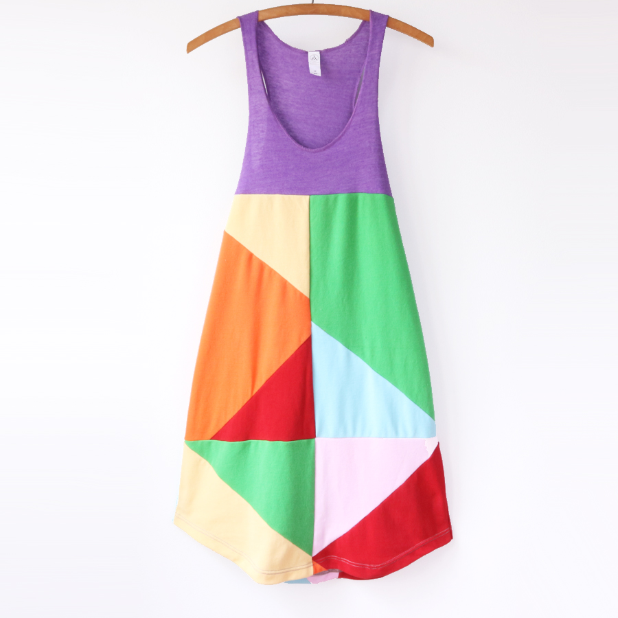 womens tank M rainbow colorblock patchwork.jpg