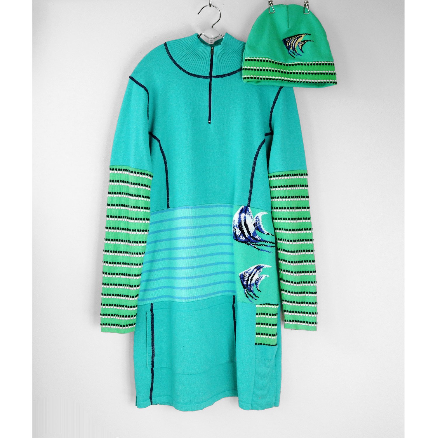 41st birthday fish green aqua zip up dress beanie.jpg