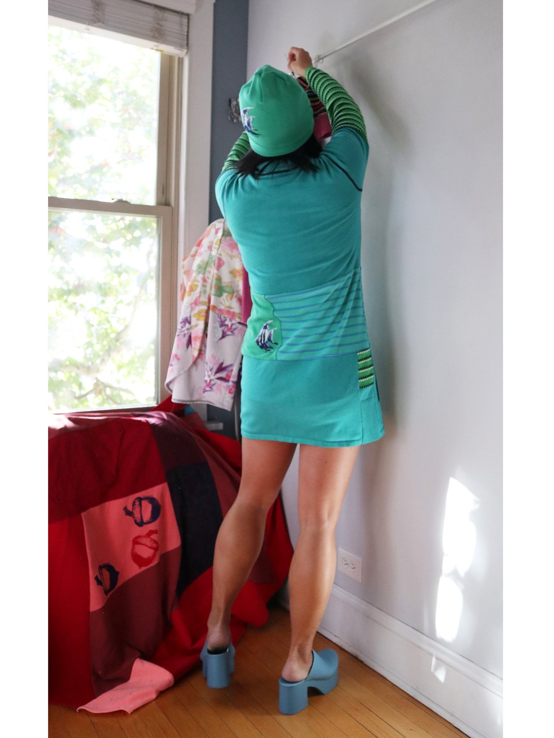 back 41st birthday fish green aqua zip up dress beanie.jpg