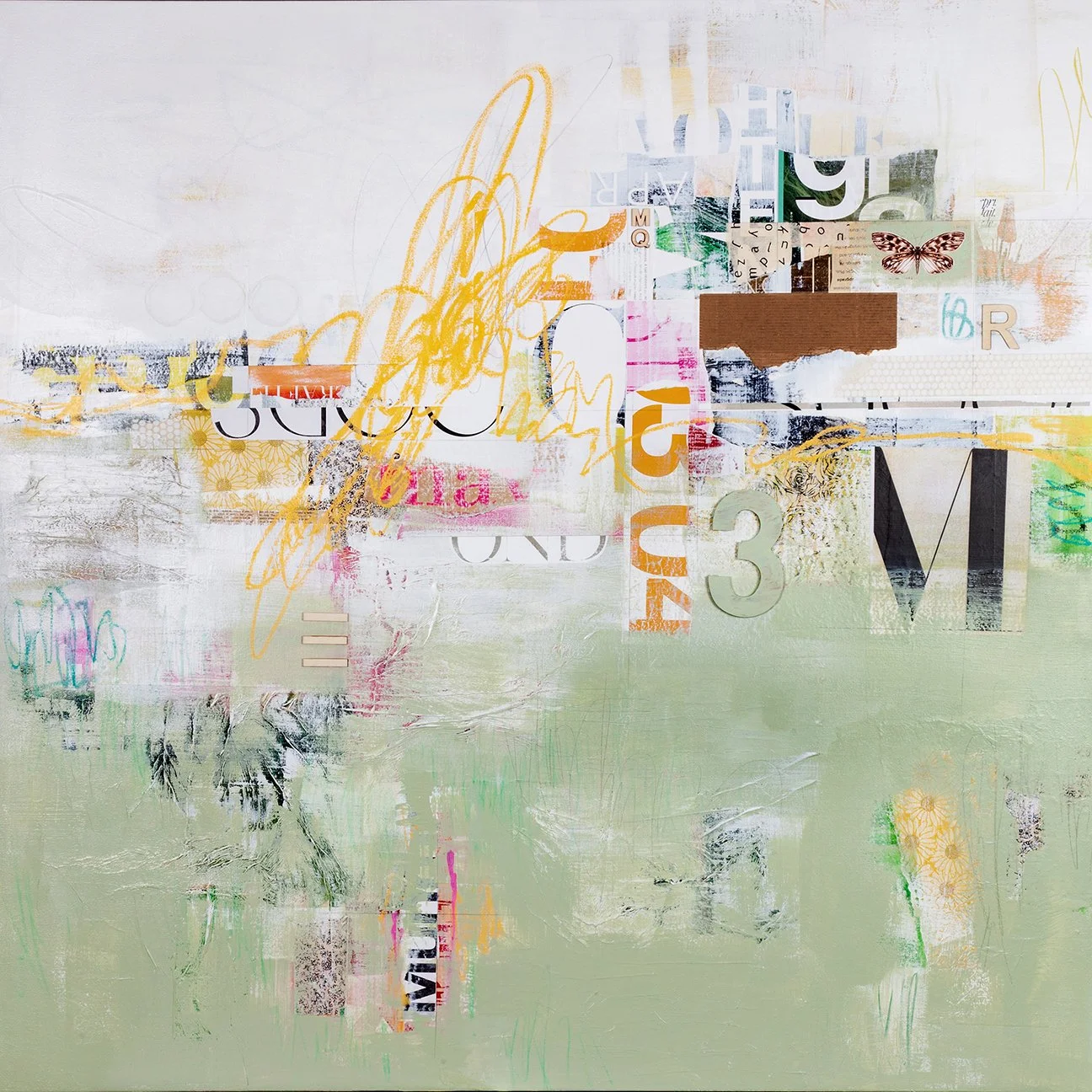   Making Mischief   48 × 48 inches. Mixed Media on Canvas 