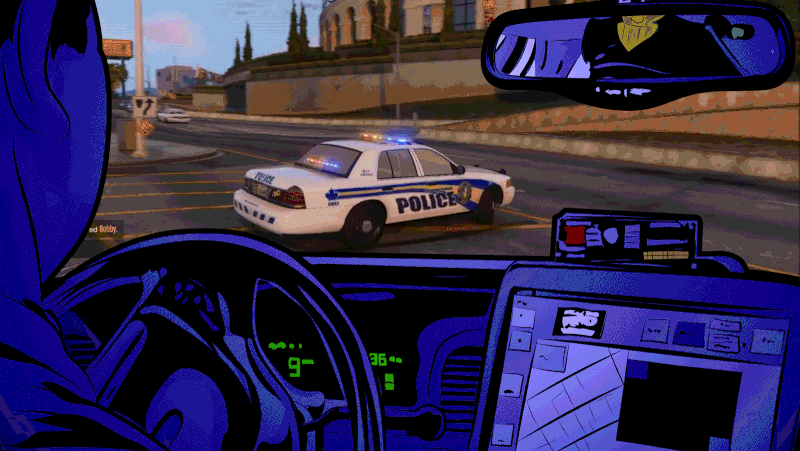 Illustration by Sam Woolley, using a “Mounties On Patrol” video from YouTuber RaNgErScOpe