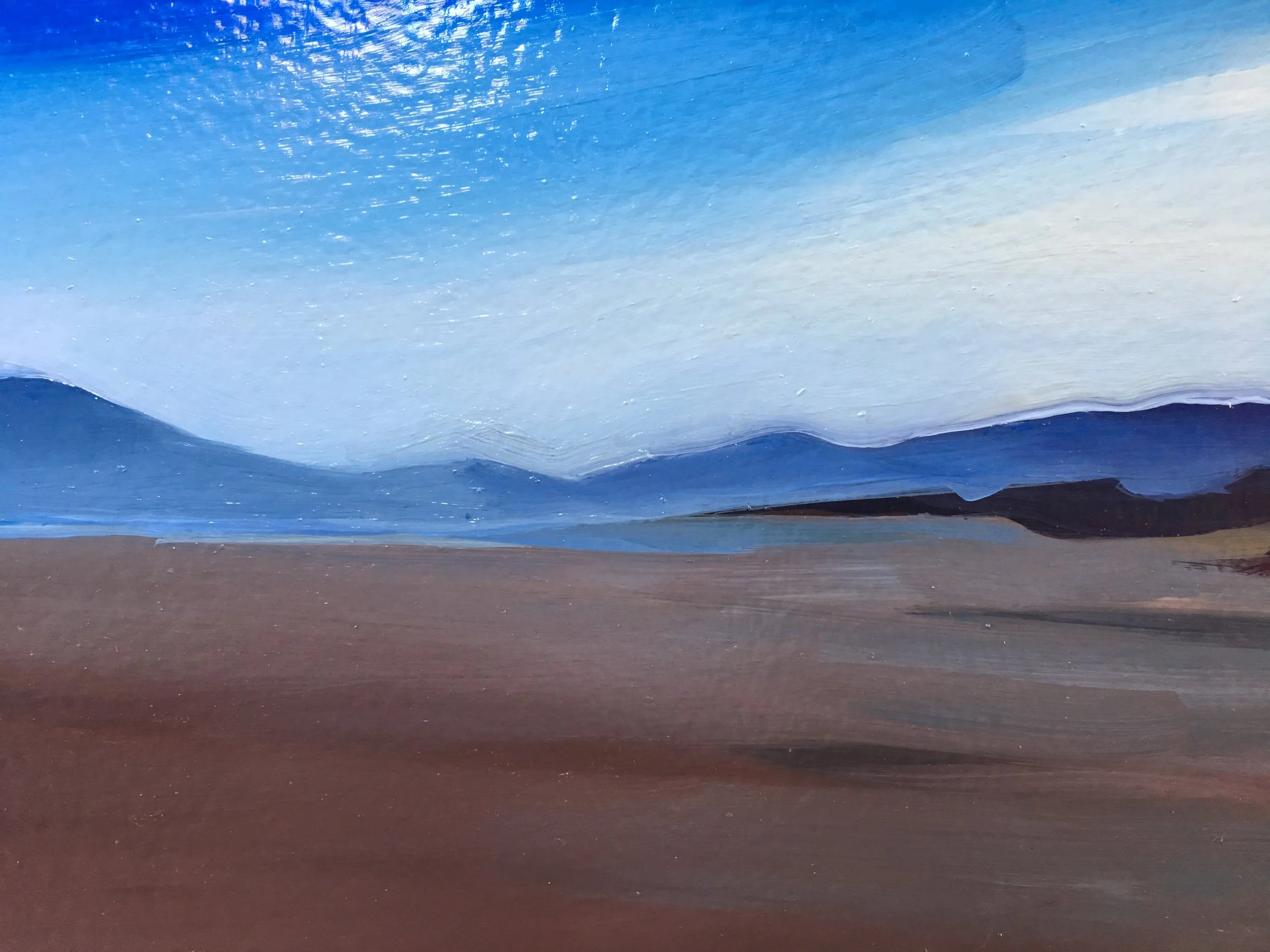 Detail of Beach, Blue Puddles in progress