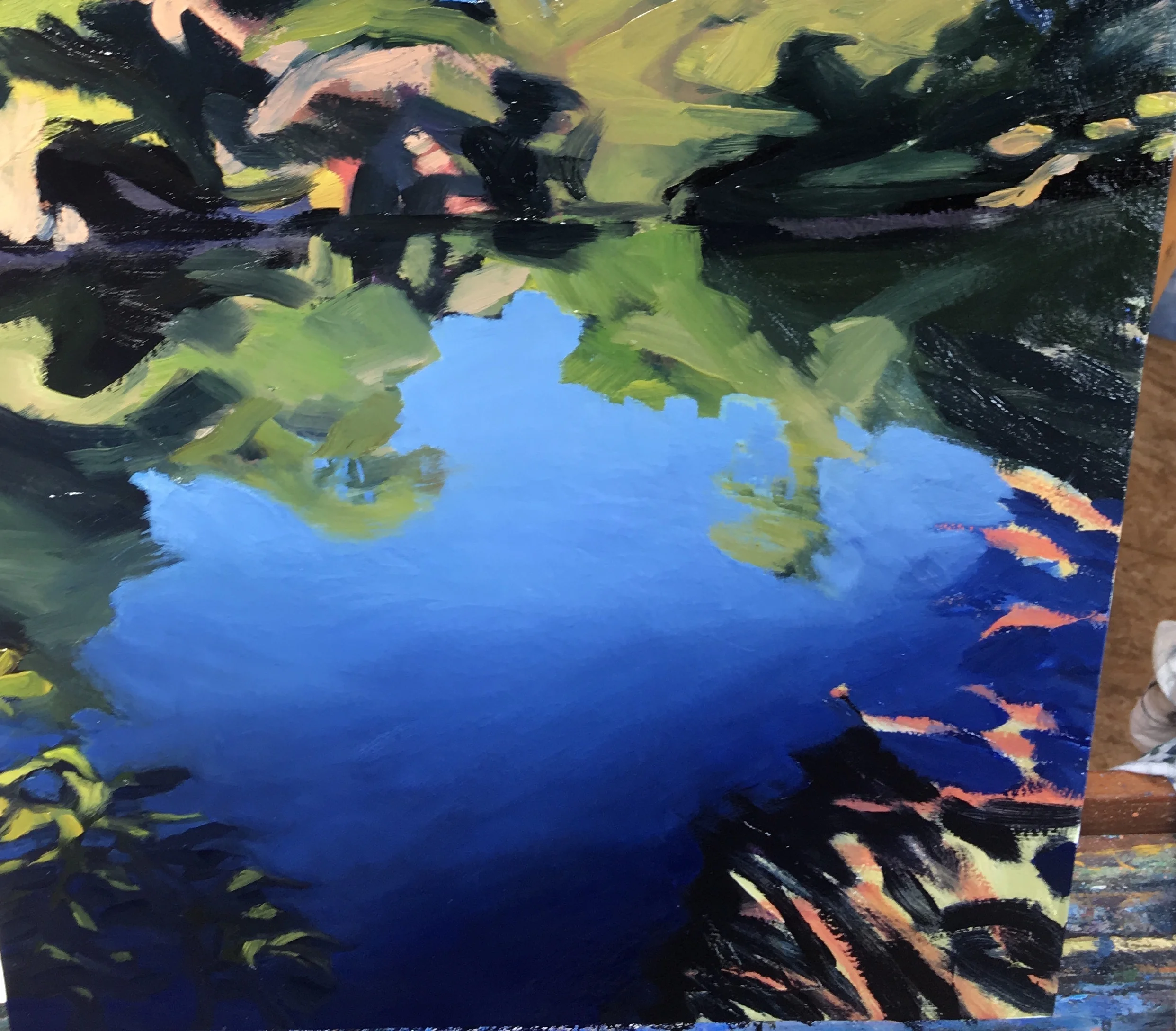 detail of Creek, Grasses, in progress