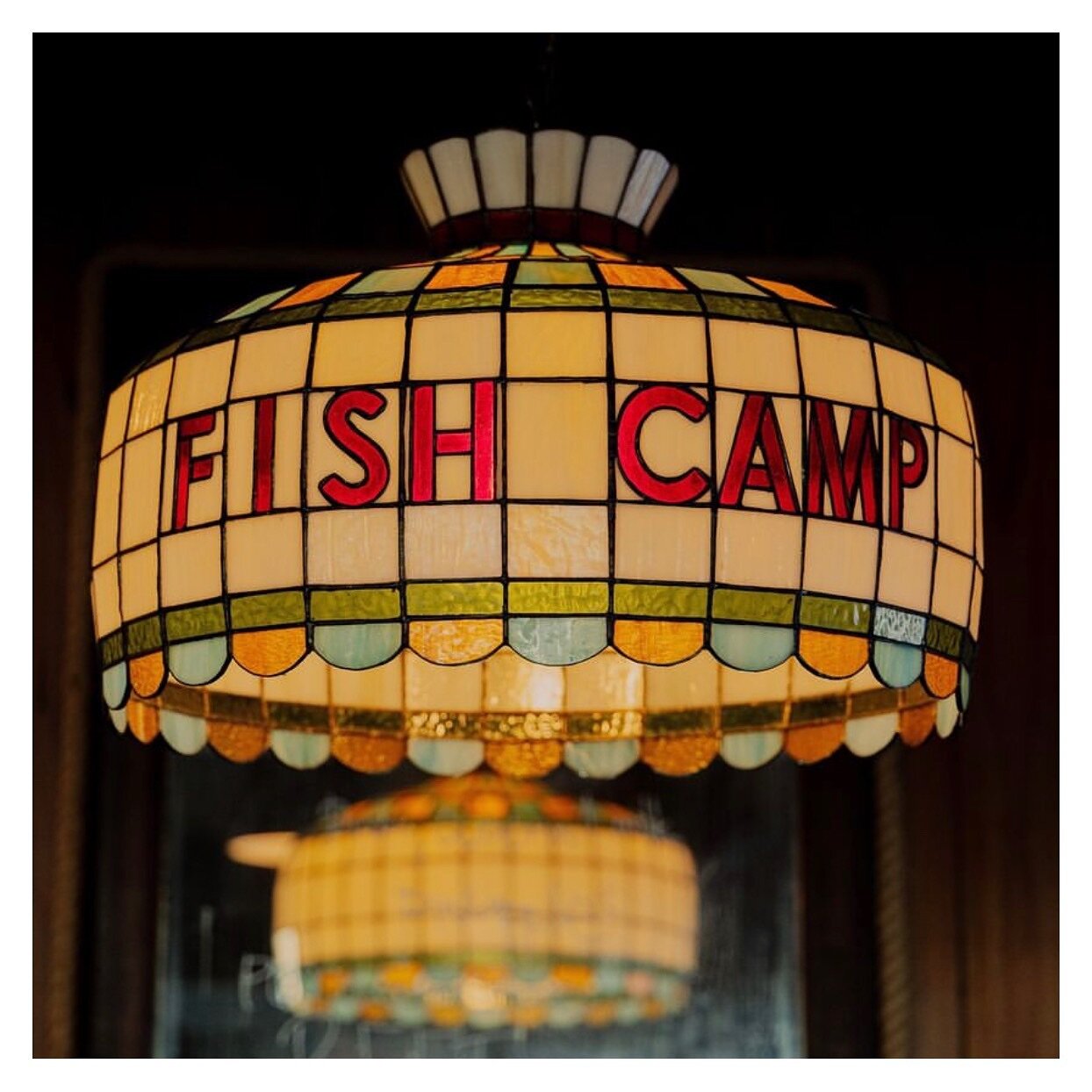 Still one of my favorite lights we&rsquo;ve ever made. 

Stained Glass shade made locally last year to glow over the bar at @sullivansfishcamp 🌊 ✨