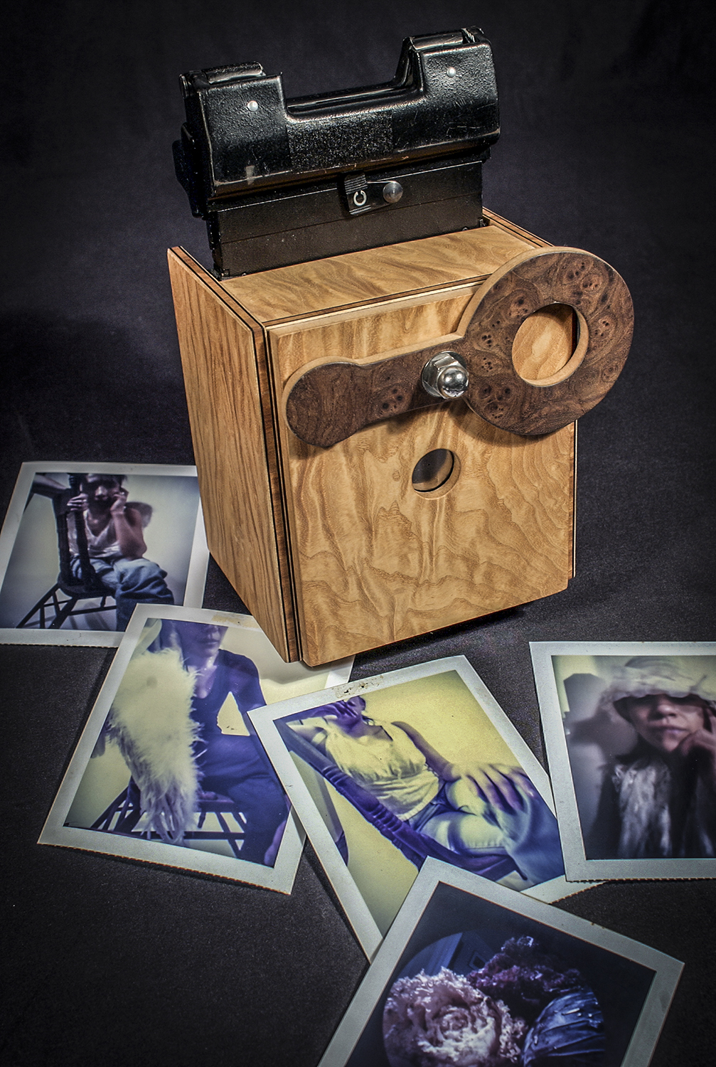 Self Made Wooden 4" x 5" Pinhole Camera & Polaroids