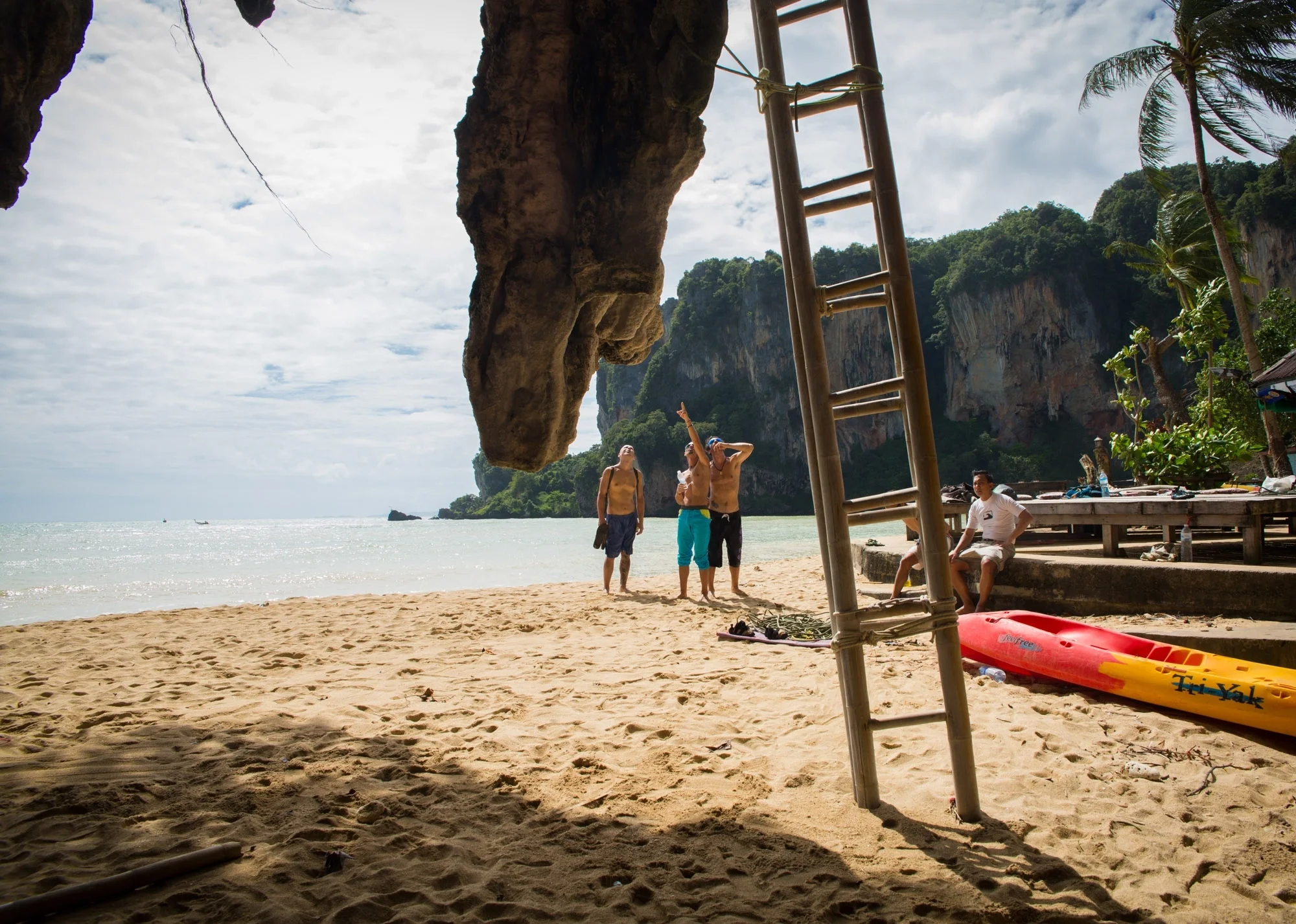  Tonsai Beach, in the province of Krabi, Thailand, is a quiet climber's paradise surrounded by the Andaman Sea and neighbouring communities. There is only one main street and a population of 100. Electricity runs on the beach from 5 pm to 6 am.&nbsp;