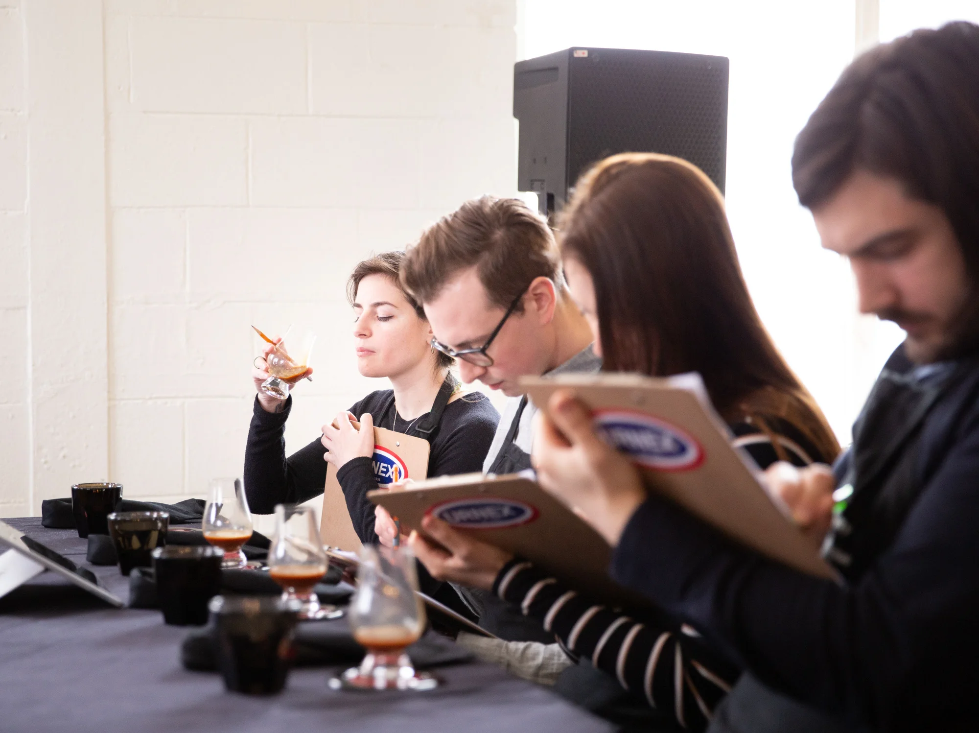 Judges taste test coffee at the Canadian Barista Championships in Toronto.