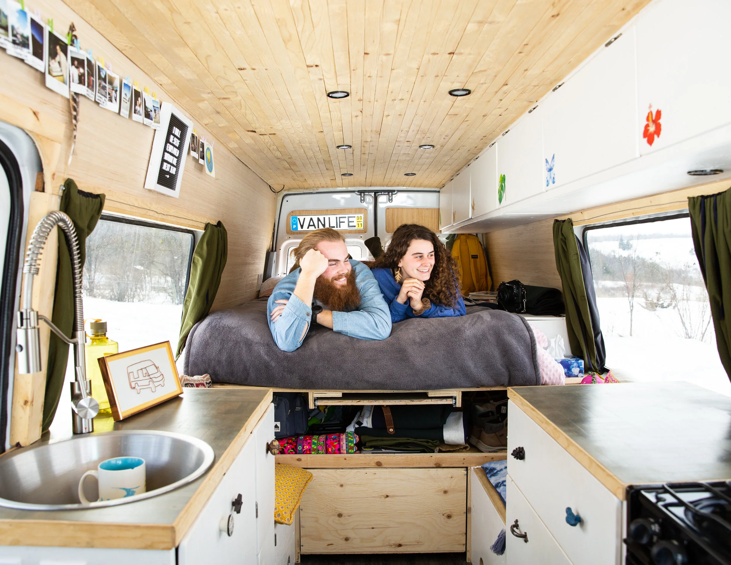  [CALEDON, Ontario]: David and Logan in their van home on February 1, 2020 