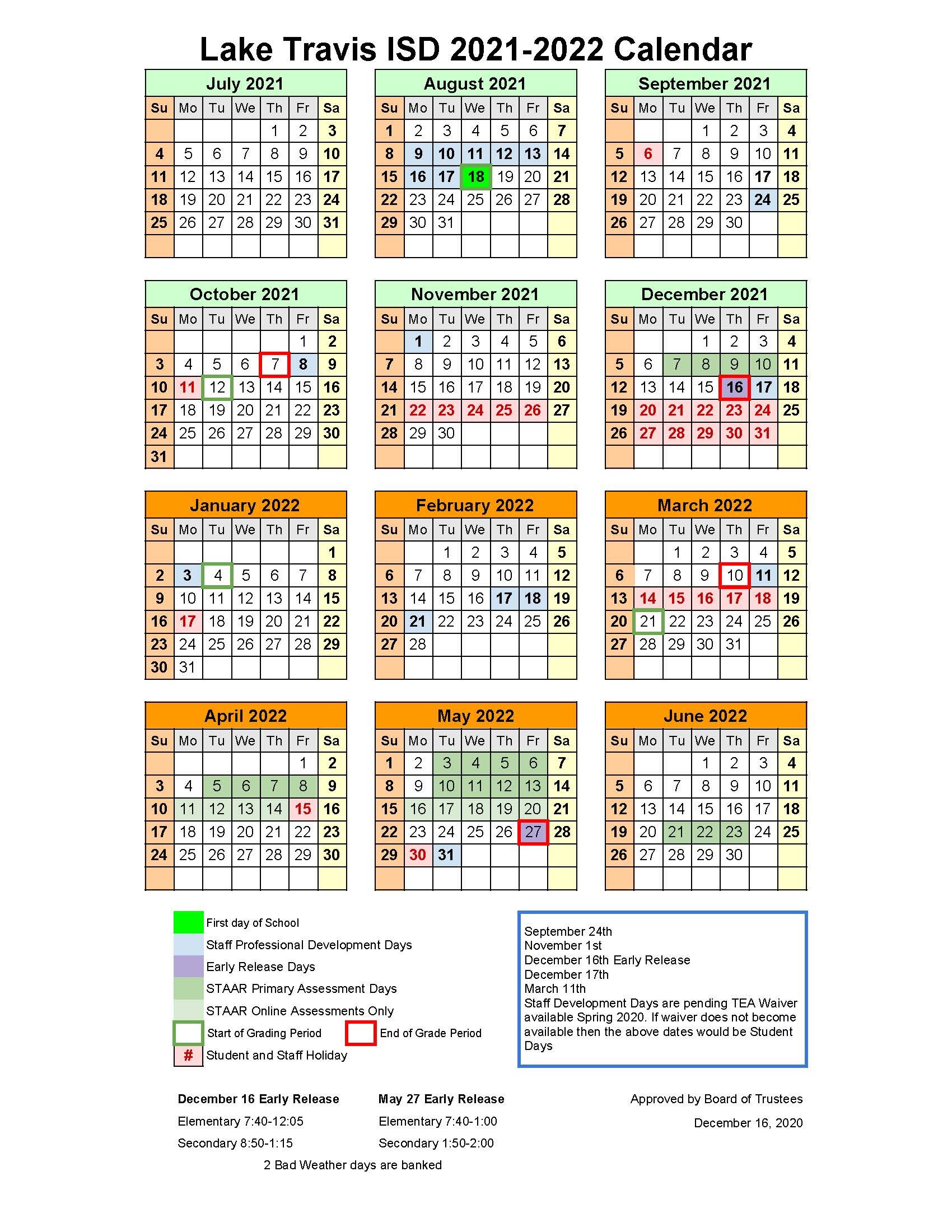 Board Adopts Ltisd 2021 2022 Instructional Calendar Pending Waiver Currents
