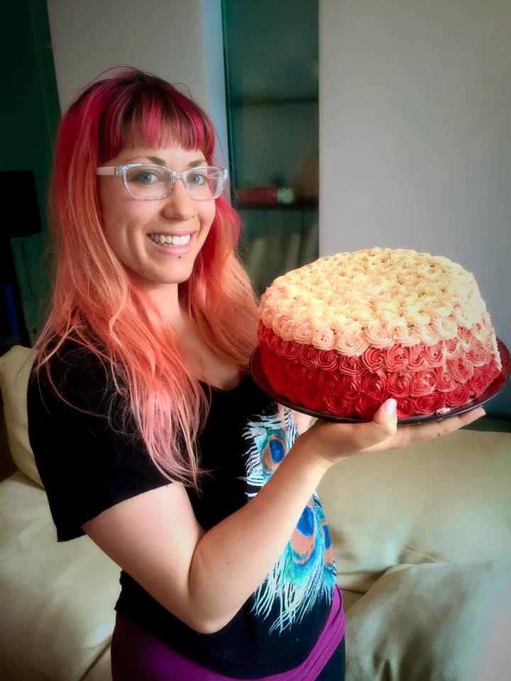  I made Ali a Minx Red Velvet Rose Ombre Orgasm Ice Cream Cake for her birthday.