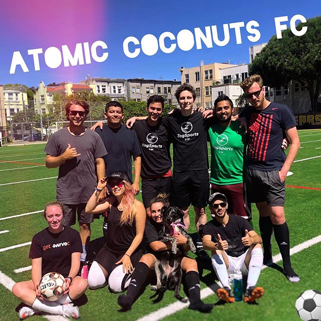 First game of summer season and Atomic Coconuts FC killed it this morning with a 5 GOAL comeback in the second half! 
I'm so stoked to spend my Saturdays mornings playing with this crew! ⚽️💥🥥👌 Plus puppies! 🐕😍 Www.mikkaminx.com/atomic-coconuts 

