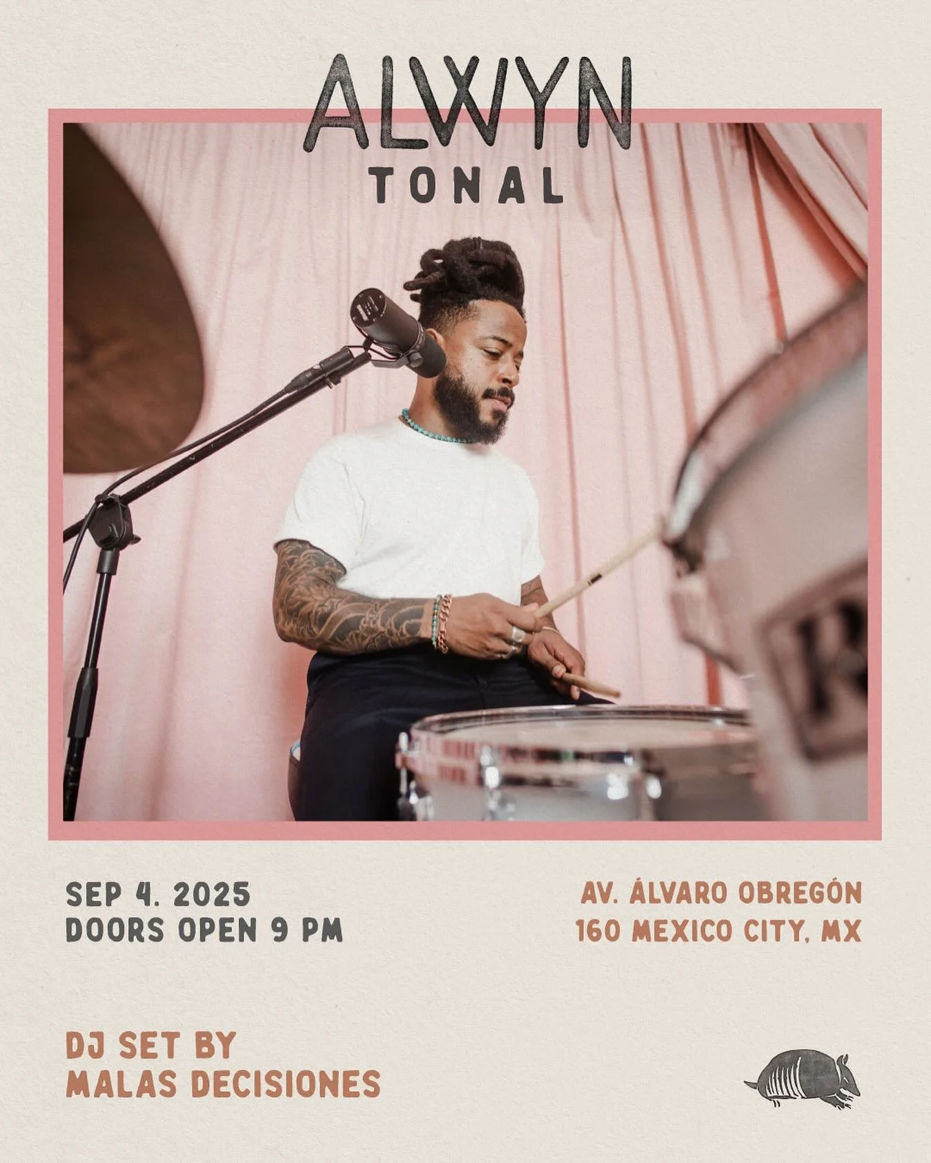 VERY EXCITED  to be heading down to Mexico City next week to play with my band @tonal.tonal !

Will be joined by the incredible @erikdeutsch @mignumike &amp; @lariruizvelasco with a DJ set by Malas Decisiones (@wanadoodo &amp; @joannapirod)

🇲🇽🇲🇽