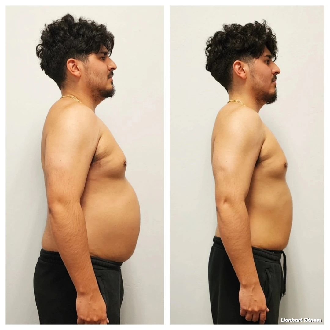 11 weeks! 
This client started with me on November 11th of 2023. His starting weight was 212 lbs, and his body fat was 30%. I took his measurements as of January 31st, 2024.
His weight is now 183.4lbs, and his body fat is 21%. Dropped a total of 7 in