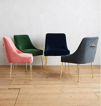 Elowen Chairs , $398 If we only had a more formal dining room, a set of these stunning velvet chairs would be in it. Super luxe but surprisingly affordable, they come in a mix of colors to fit any decor. I personally love the gray and the deep navy.