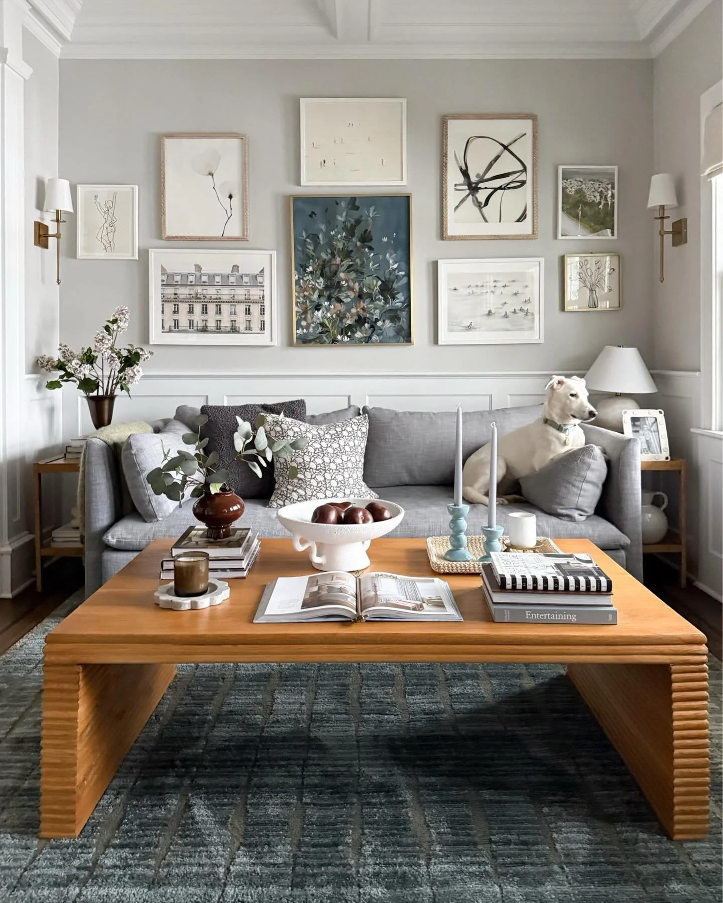 The right type of lighting can really make or break a room. I typically try to have at least 3 sources per room (sometimes overhead lights, a chandelier, table lamp, floor lamp, sconces&hellip;) 

I swapped these brass sconces back into our den and u