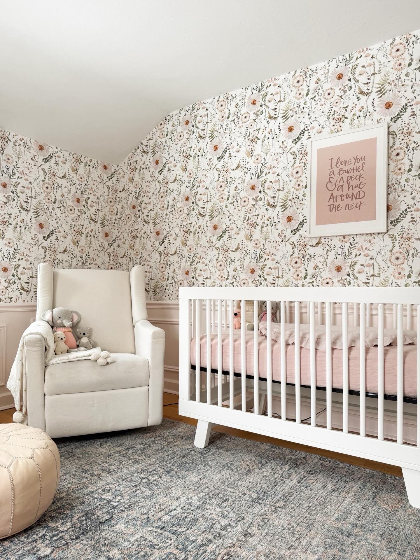 A few more details from this sweet nursery that I designed 🩶
Wildflower wallpaper, pink trim (BM shell pink) and coordinating roman shades (tapioca).

Comment SHOP below to receive a DM with the link to this post on my LTK ⬇ https://liketk.it/5VtNs 