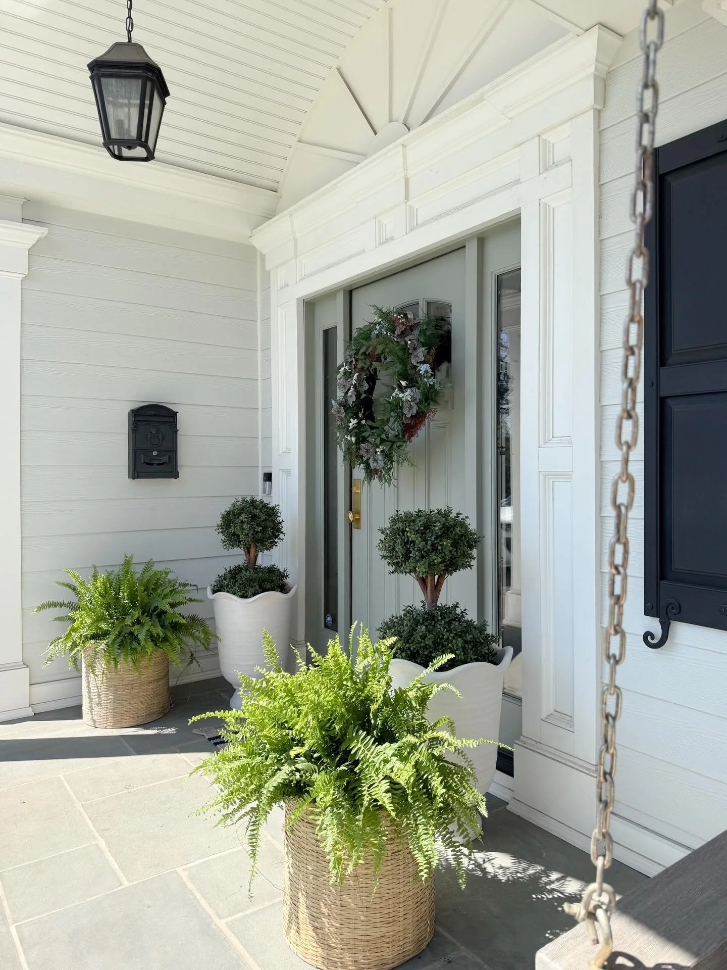 Spring front porch inspo 🩶

Comment SHOP below to receive a DM with the link to this post on my LTK ⬇ https://liketk.it/65g1a #ltkhome #ltkseasonal 

front door decor ideas, outdoor planters styling, spring front porch decor, greenery wreath ideas, 