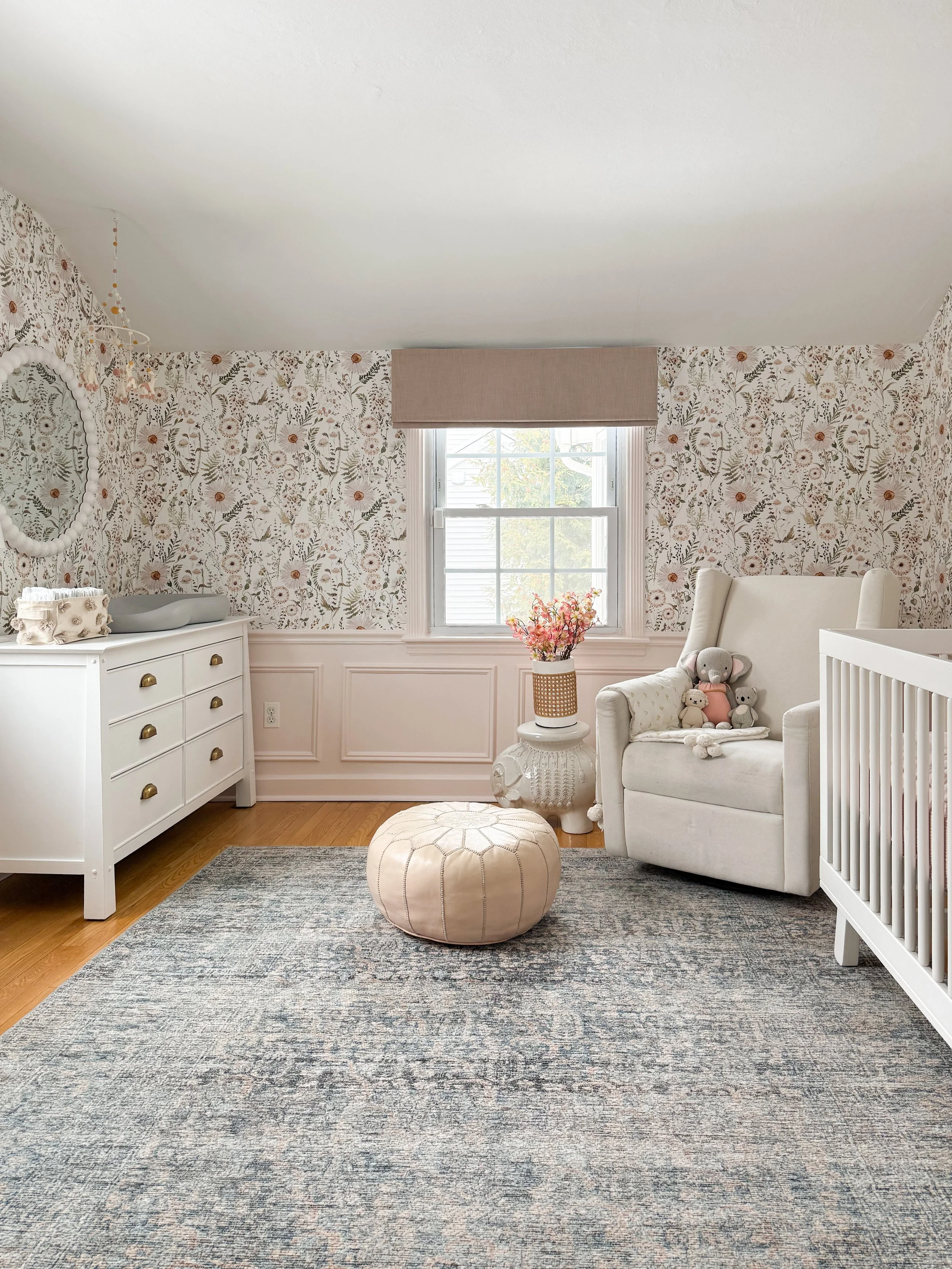 Nursery Design: Light, Bright, and Whimsical with Floral Wallpaper Charm
