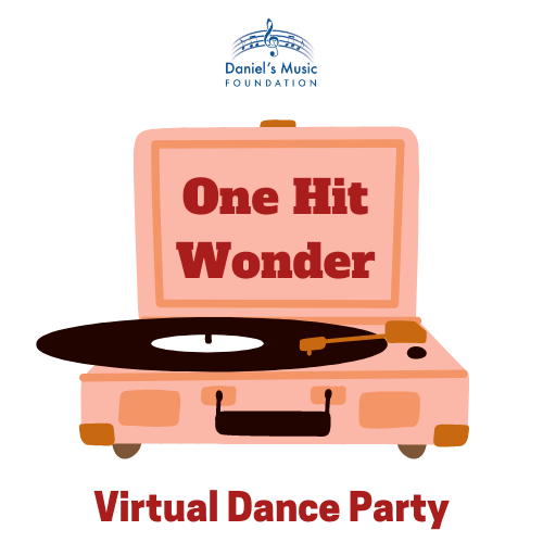 One Hit Wonder Dance Party Logo with image of a record player and the DMF logo