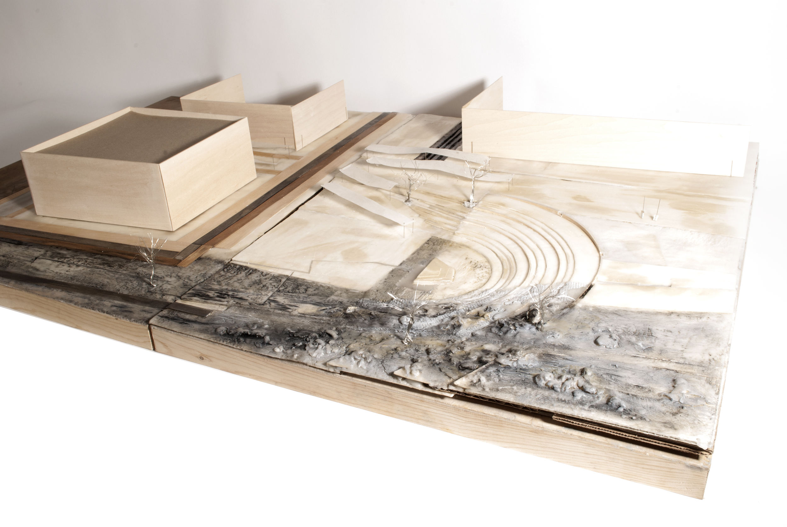 Plaza model - wax, balsa and pulpboard.