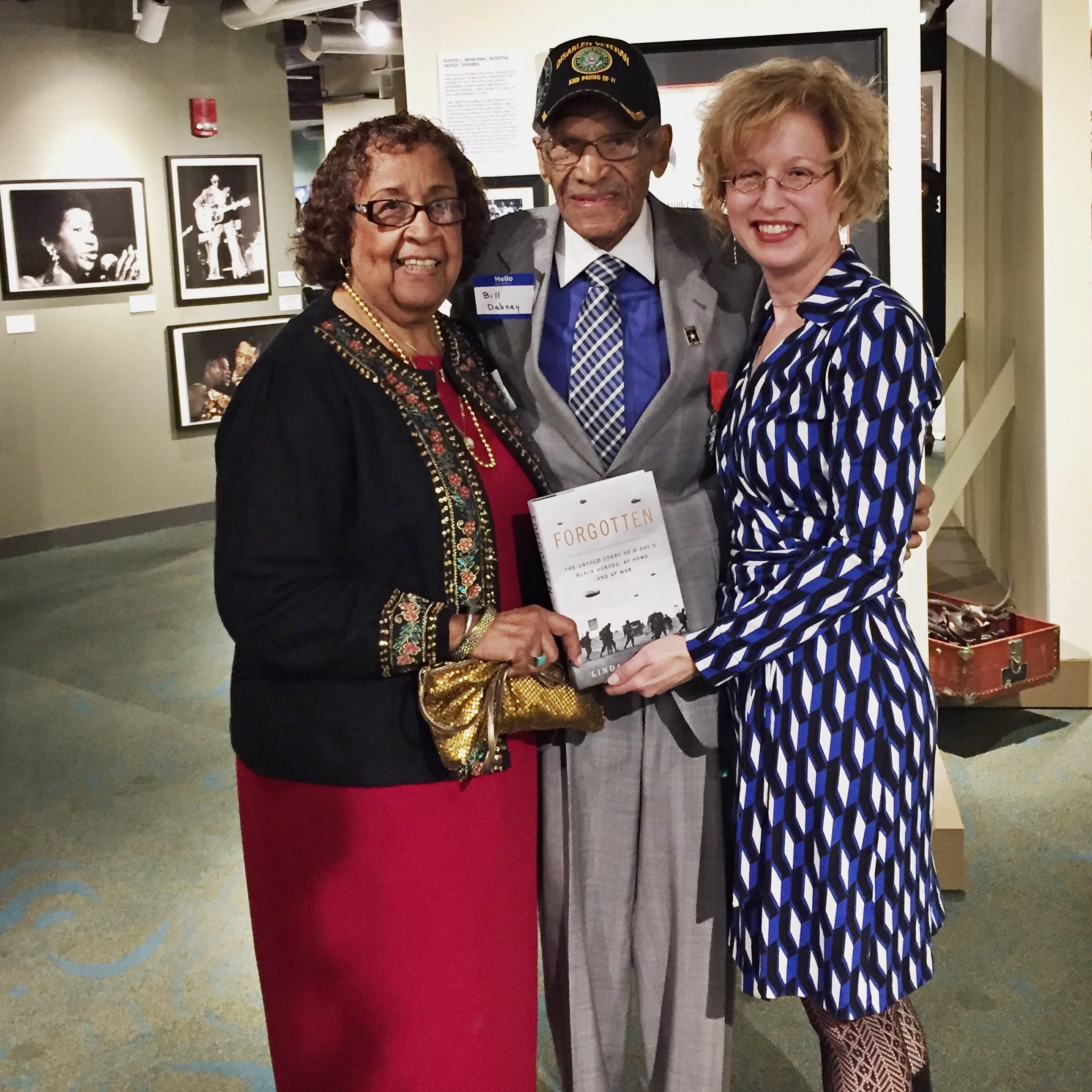 Linda Hervieux was joined by William and Beulah Dabney at the Harrison Museum of African American Culture in Roanoke, Va.