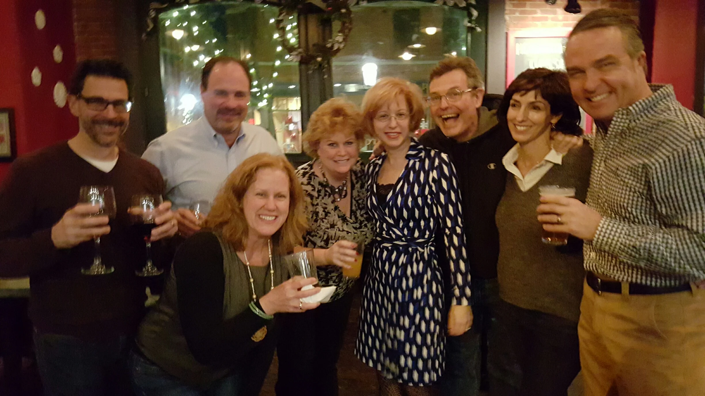 Together again! The old gang from the Lowell Sun when Linda worked there as a reporter in the early 90s. From left to right: Ken Beaulieu, Doug Pizzi, Kathleen Beaulieu, Marcia Peck Cassidy, Mike O'Connell, Melissa Franks and Christopher Scott. Thanks to Mike for this photo.