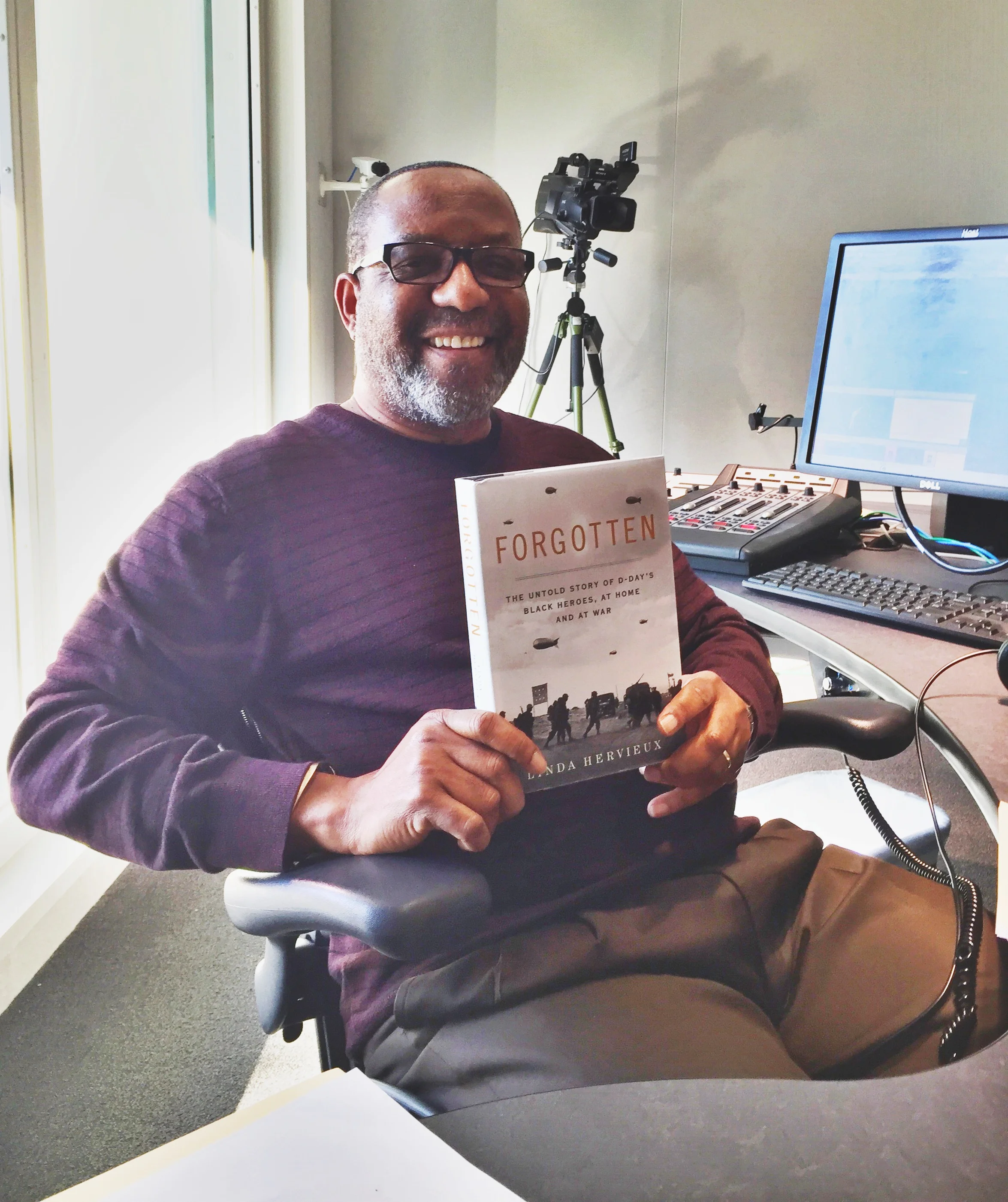 Linda snapped this iphone shot on the fly that hardly does justice to radio host Kojo Nnambdi, who was kind enough to invite Linda on his WAMU show to discuss the issues raised in FORGOTTEN. His producer said they got the most listener calls in recent memory. 
