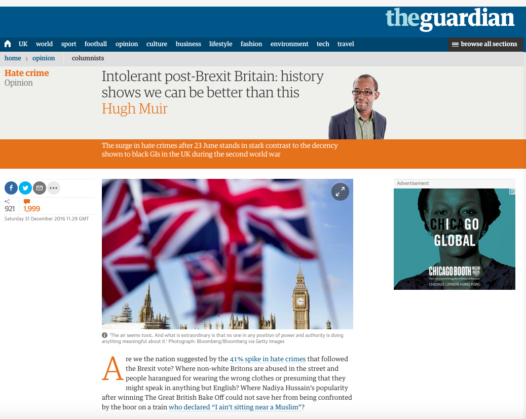 Opinion page of the Guardian, December 31, 2016
